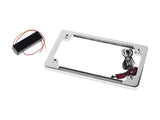 Flat Number Plate Frame with LED Red Brake Light - CHROME