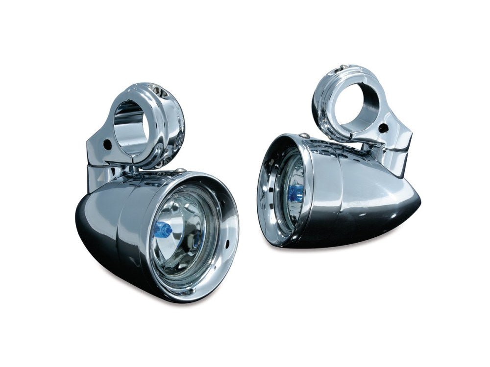 Engine Guard Mounted Driving Lights Chrome. Fits 11/4in. Engine Gua Bobber Daves Custom Cycles