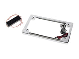Flat Number Plate Frame with LED Red Brake Light - CHROME - Bobber Daves Custom Cycles