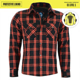 Johnny Reb Nullabor Protective Shirt with Kevlar Lining - Black/Orange Plaid - Bobber Daves Custom Cycles
