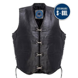 Johnny Reb Savage River Leather Vest - Black - Bobber Daves Custom Cycles