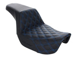 Step up LS Dual Seat (Blue). Dyna 2006-17. - Bobber Daves Custom Cycles