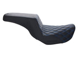 Step up LS Dual Seat (Blue). Dyna 2006-17. - Bobber Daves Custom Cycles