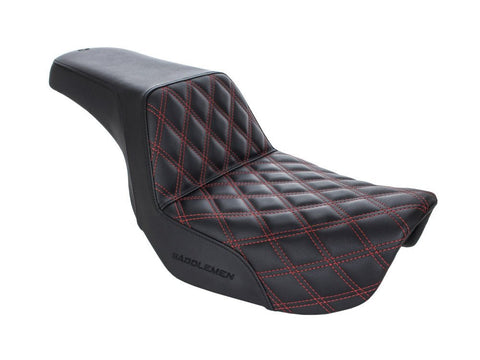 Step Up LS Dual Seat (Red). Dyna 2006-17. - Bobber Daves Custom Cycles
