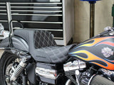 Step Up LS Dual Seat (White). Dyna 2006-17. - Bobber Daves Custom Cycles