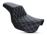 Step Up LS Dual Seat (White). Dyna 2006-17. - Bobber Daves Custom Cycles