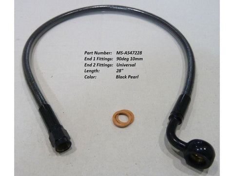 28in. Upper Front Brake Line with 10mm x 90 Degree Banjo - Black Pearl. - Bobber Daves Custom Cycles