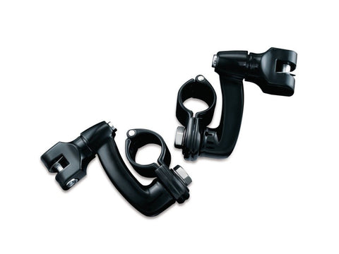 3-1/4in. Longhorn Offset Footpeg Mounts with 1-1/4in. Magnum Quick Clamps - Black. - Bobber Daves Custom Cycles