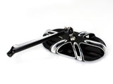 Arlen Ness Deep Cut Caged Series Mirror- BLACK. Fits LHS - Bobber Daves Custom Cycles