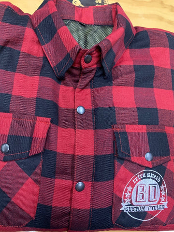 BDCC Kevlar Flannel Shirt - Black/Red Check - Bobber Daves Custom Cycles