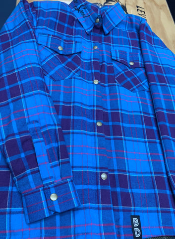 BDCC Kevlar Flannel Shirt - Blue/Purple Check - Bobber Daves Custom Cycles