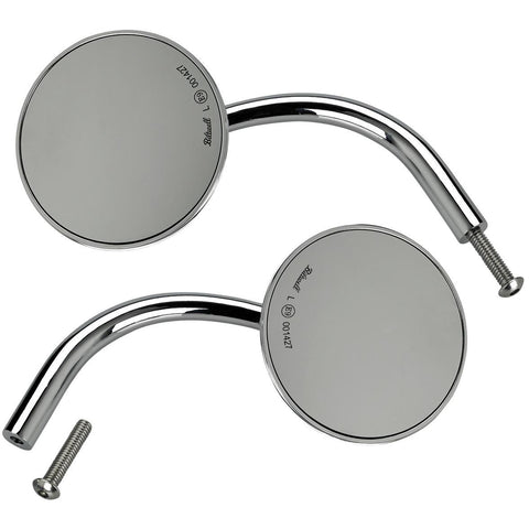Biltwell Utility Mirrors Round for Perch- Chrome - Bobber Daves Custom Cycles