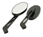 Black Classic Oval Billet Mirrors - Long Stem for Metric - Bobber Daves Custom Cycles