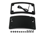 Curved Low Profile Number Plate Frame with LED Illumination - Black. - Bobber Daves Custom Cycles