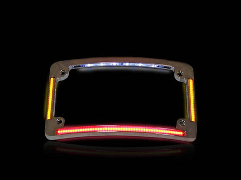 Curved Number Plate Frame, LED All-in One signals. - Bobber Daves Custom Cycles