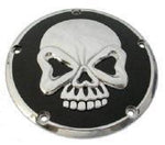 Derby Cover - Skull Design Black -5 Hole - Bobber Daves Custom Cycles