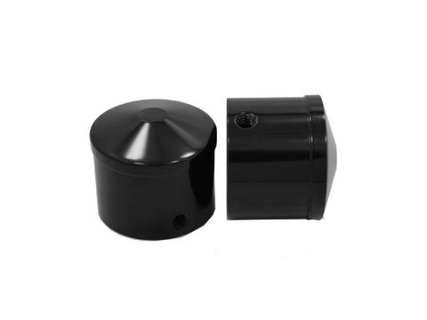 Front Axle Caps - Black. Fits Softail, Dyna, Touring, Sportster, Street & V-Rod with 25mm Axle. - Bobber Daves Custom Cycles