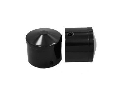 Front Axle Caps - Black. Fits Softail, Dyna, Touring & Sportster with 3/4in. Axle. - Bobber Daves Custom Cycles