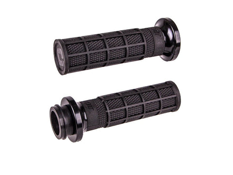 Hart-Luck Full Waffle Lock-On Handgrips - Black. Fits H-D 2008up with Throttle-by-Wire. - Bobber Daves Custom Cycles
