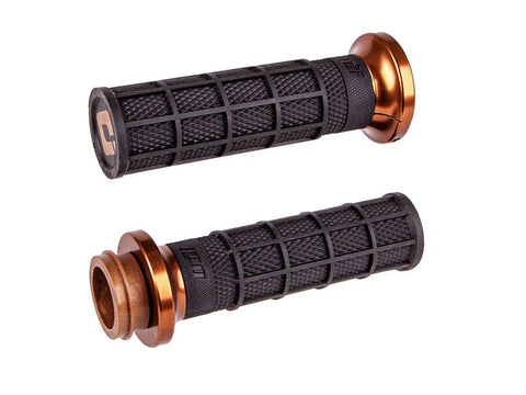 Hart-Luck Full Waffle Lock-On Handgrips - Bronze. Fits H-D 2008up with Throttle-by-Wire. - Bobber Daves Custom Cycles