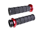 Hart-Luck Full Waffle Lock-On Handgrips - Red. Fits H-D 2008up with Throttle-by-Wire. - Bobber Daves Custom Cycles