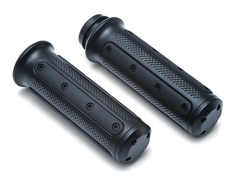 Heavy Industry Handgrips - Black. Fits H-D with Throttle Cable. - Bobber Daves Custom Cycles