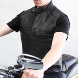 Johnny Reb Botany Vintage Leather Vest - Black - Bobber Daves Custom Cycles