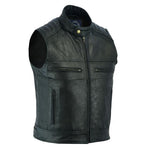 Johnny Reb Botany Vintage Leather Vest - Black - Bobber Daves Custom Cycles