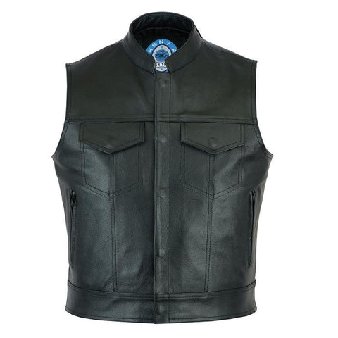 Johnny Reb Pacific Leather Vest - Black - Bobber Daves Custom Cycles