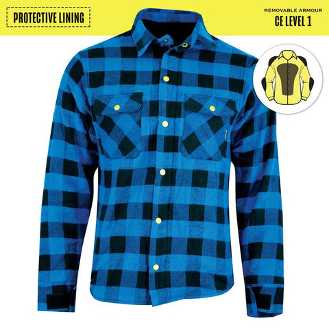 Johnny Reb Waratah Protective Shirt with Kevlar Lining - Black/Blue Check - Bobber Daves Custom Cycles