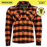 Johnny Reb Waratah Protective Shirt with Kevlar Lining - Black/OrangeCheck - Bobber Daves Custom Cycles