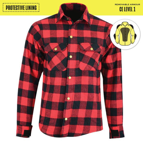 Johnny Reb Waratah Protective Shirt with Kevlar Lining - Black/Red Plaid - Bobber Daves Custom Cycles