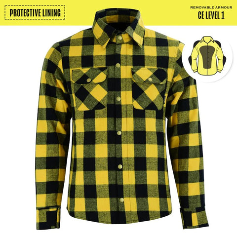 Johnny Reb Waratah Protective Shirt with Kevlar Lining - Black/Yellow Check - Bobber Daves Custom Cycles