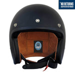 JR Olga Open Face Helmet -Matte Black, Studs. - Bobber Daves Custom Cycles