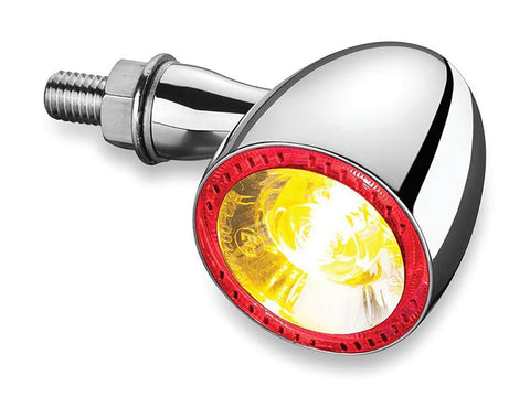 Kellermann 1000 Bullet Turn Signal with Amber Turn Signal & Red Halo Running Light - Chrome. - Bobber Daves Custom Cycles