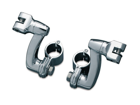 Longhorn 3-1/4in. Offset Footpeg Mounts with 1-1/4in. Magnum Quick Clamps - Chrome. - Bobber Daves Custom Cycles