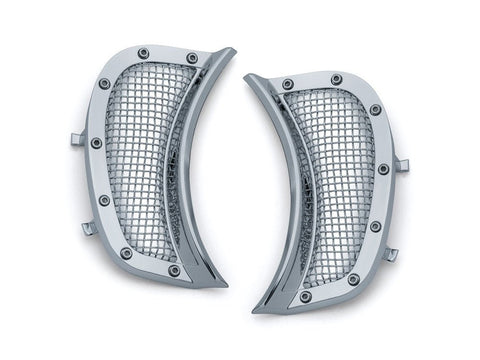 Mesh Headlight Vent Accents - Chrome. Fits Road Glide 2015up. - Bobber Daves Custom Cycles