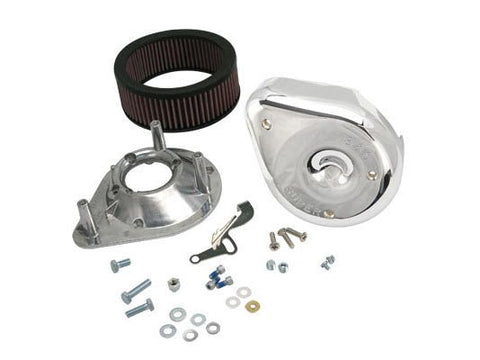 Notched Teardrop Air Cleaner Kit - Chrome. Fits Big Twin 1966-1984 with Super E or G Carburettor. - Bobber Daves Custom Cycles