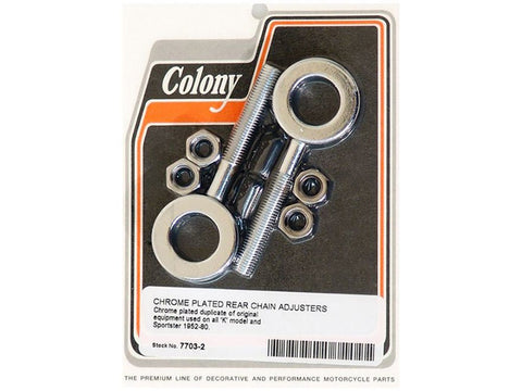 Rear Axle Adjusting Kit - Chrome. Fits Sportster 1952-1980. - Bobber Daves Custom Cycles