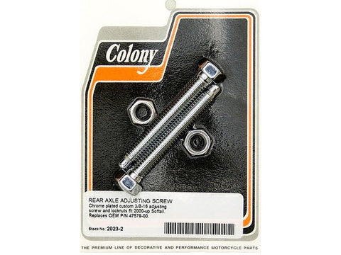 Rear Axle Adjusting Kit with Dome Adjuster Bolts & Nuts - Chrome. Fits Softail 2000-2007. - Bobber Daves Custom Cycles