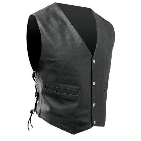 RJays Leather Vest - Black Lace-up - Bobber Daves Custom Cycles