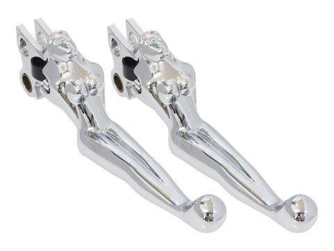 Silhouette Levers -Chrome. Fits Softail 1996-2014, Dyna 1996-2017, Touring 1996-2007 & Sportster 1996-2003 - Bobber Daves Custom Cycles