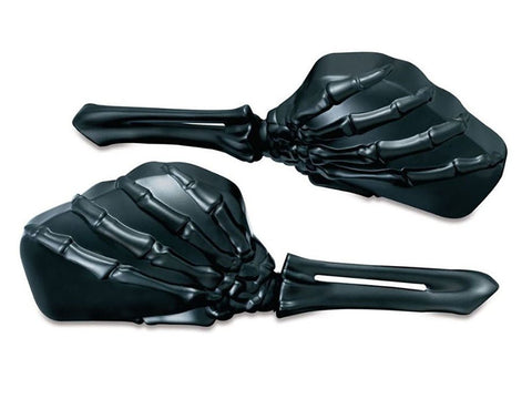 Skeleton Hand Mirrors - All Black - Bobber Daves Custom Cycles