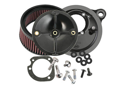 Stealth Air Cleaner Kit - Black. Fits Big Twins 1993-2017 with CV Carb or Cable Operated Delphi EFI. - Bobber Daves Custom Cycles