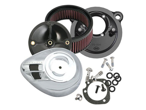 Stealth Air Cleaner Kit with High Flow Element - Chrome. Fits Touring 2017up & Softail 2018up Models with Stock Bore Throttle Body. - Bobber Daves Custom Cycles