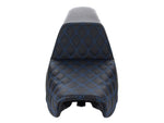 Step up LS Dual Seat (Blue). Dyna 2006-17. - Bobber Daves Custom Cycles