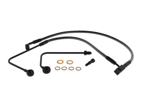 Stock Length Lower Front Brake Line - Black Pearl. Fits FLST Softail 2011-2017 & Breakout 2015-2017 Models with Single Front Disc Caliper. - Bobber Daves Custom Cycles