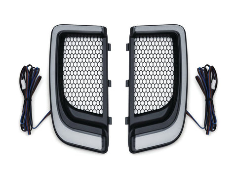 Tracer LED Fairing Lower Grills - Black. Fits Touring 2014up with Fairing Lowers. - Bobber Daves Custom Cycles