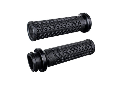 Vans Signature Lock-On Handgrips - Black/Black. Fits H-D 2008up with Throttle-by-Wire. - Bobber Daves Custom Cycles