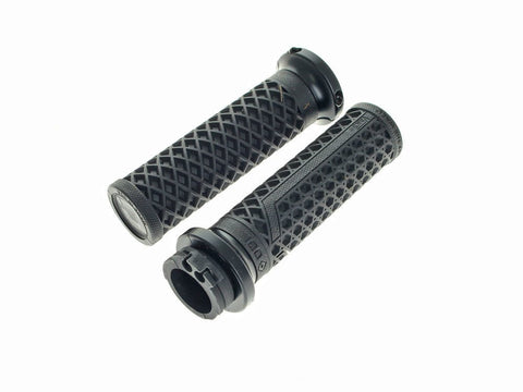 Vans Signature Lock-On Handgrips - Black/Black. Fits H-D with Throttle Cable. - Bobber Daves Custom Cycles